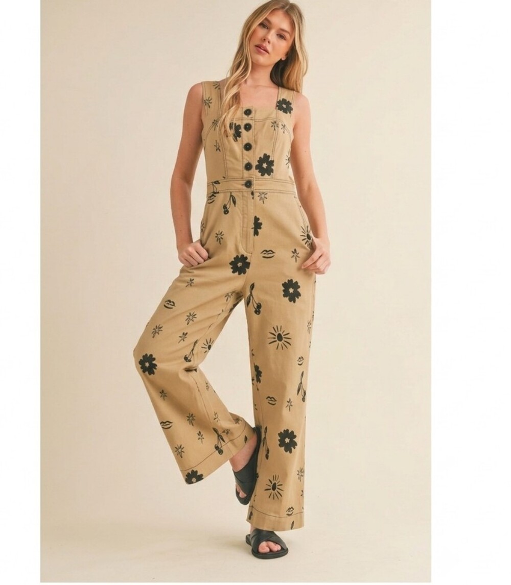 NWOT Sz 2 Anthropologie Maeve The Colette Jumpsuit Wildflower Icon Print